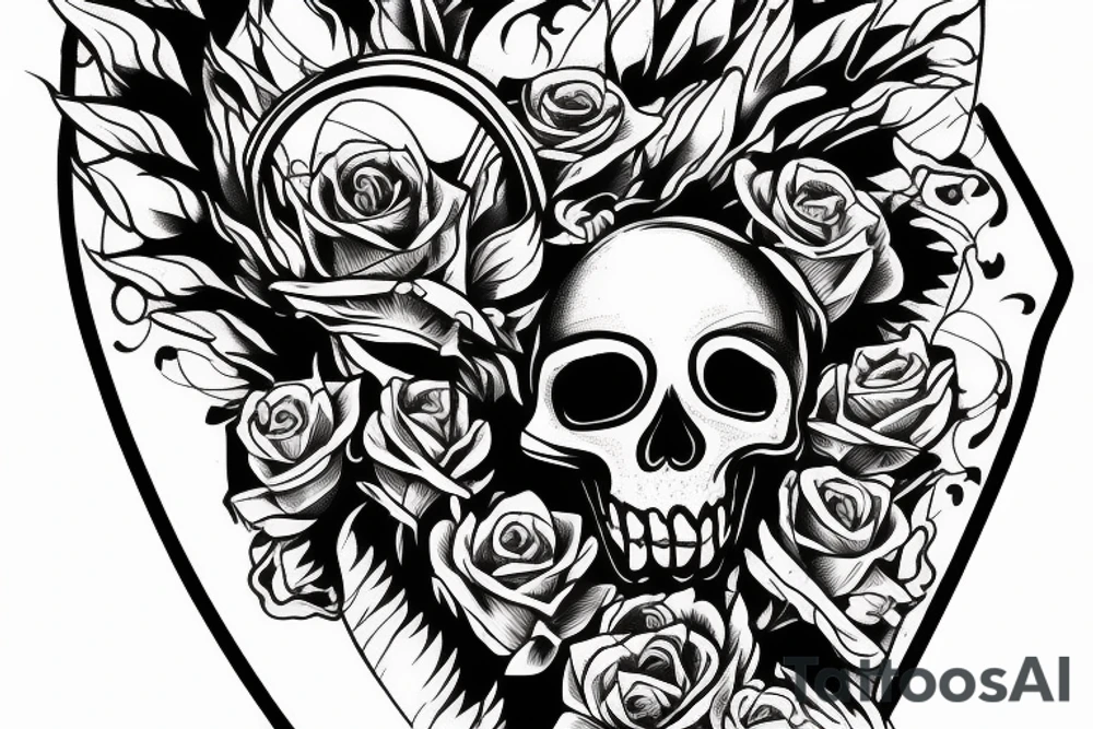 Arrowhead heart hourglass skull tattoo idea