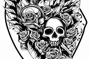 Arrowhead heart hourglass skull tattoo idea