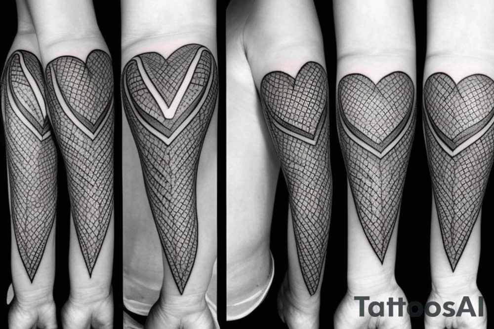 Arrowhead heart hourglass skull tattoo idea