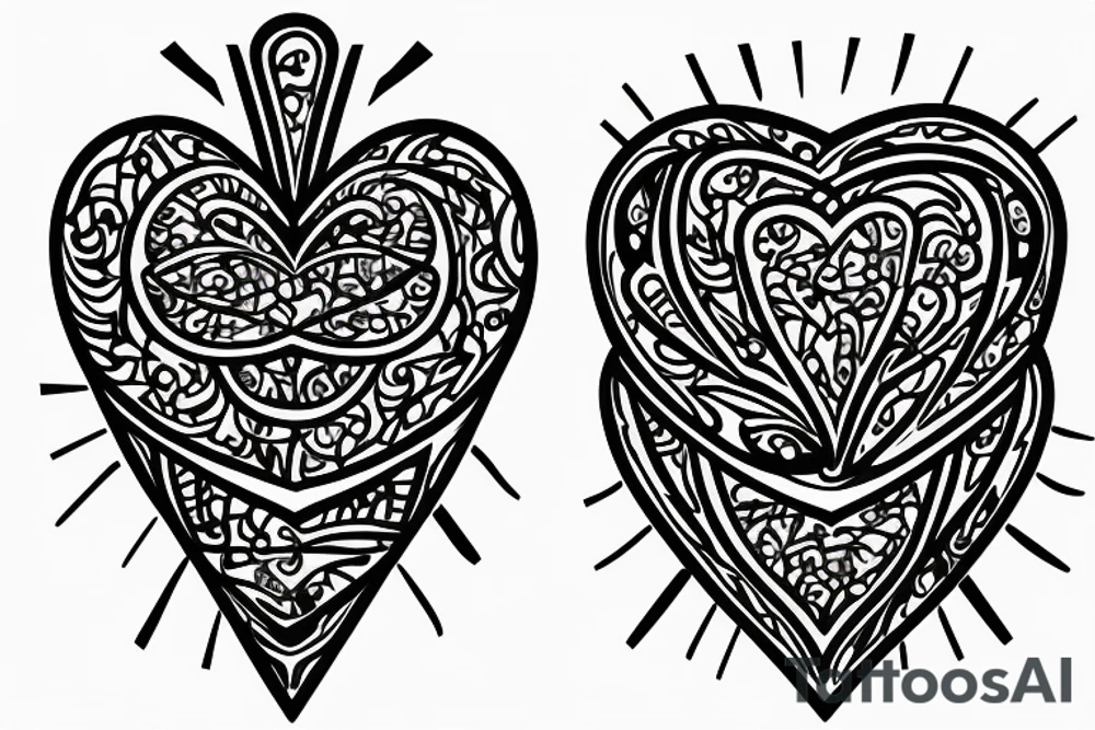 Arrowhead heart hourglass tattoo idea