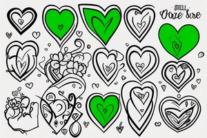 Small green heart with hourglass tattoo idea