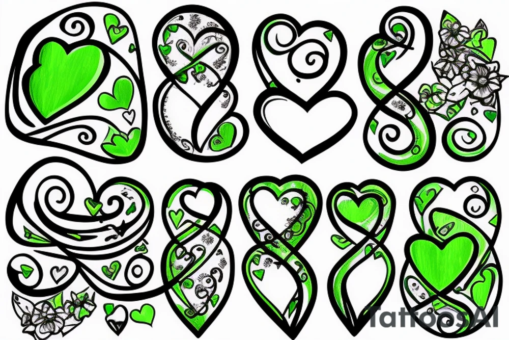 Small green heart with hourglass tattoo idea