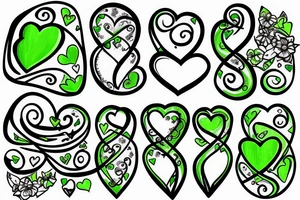 Small green heart with hourglass tattoo idea