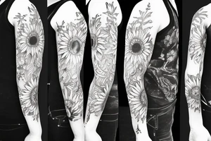 Sun flowers light sleeve tattoo idea