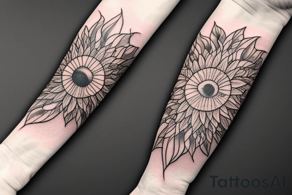 Sun flowers light sleeve tattoo idea