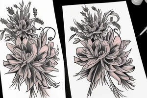 Columbine and lavender cluster tattoo idea