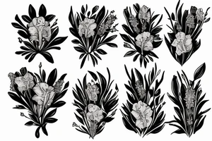 Columbine and lavender cluster tattoo idea