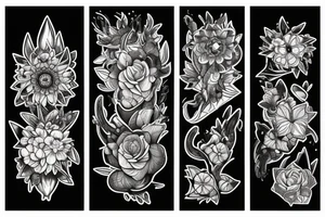 Deer crystals flowers tattoo idea