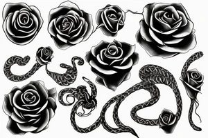 a black rose with a black mamba coiled around it tattoo idea