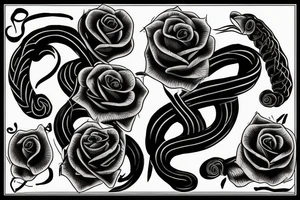 a black rose with a black mamba coiled around it tattoo idea