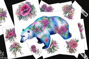 polar bear with flower crown tattoo idea