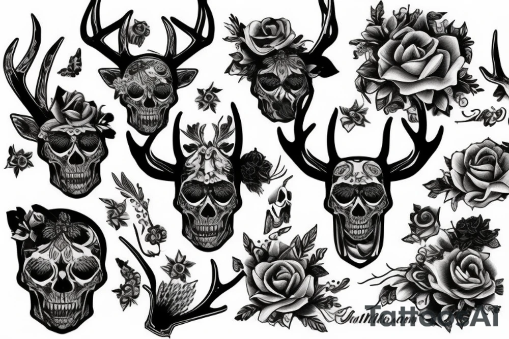 Skull of a deer and a wof tattoo idea