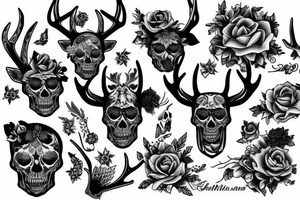 Skull of a deer and a wof tattoo idea