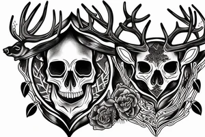 Skull of a deer and a wof tattoo idea