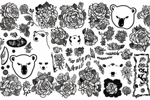 polar bear with flower crown tattoo idea