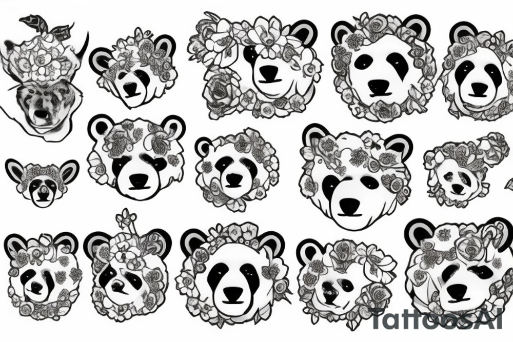 polar bear with flower crown tattoo idea