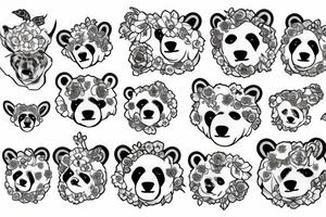polar bear with flower crown tattoo idea