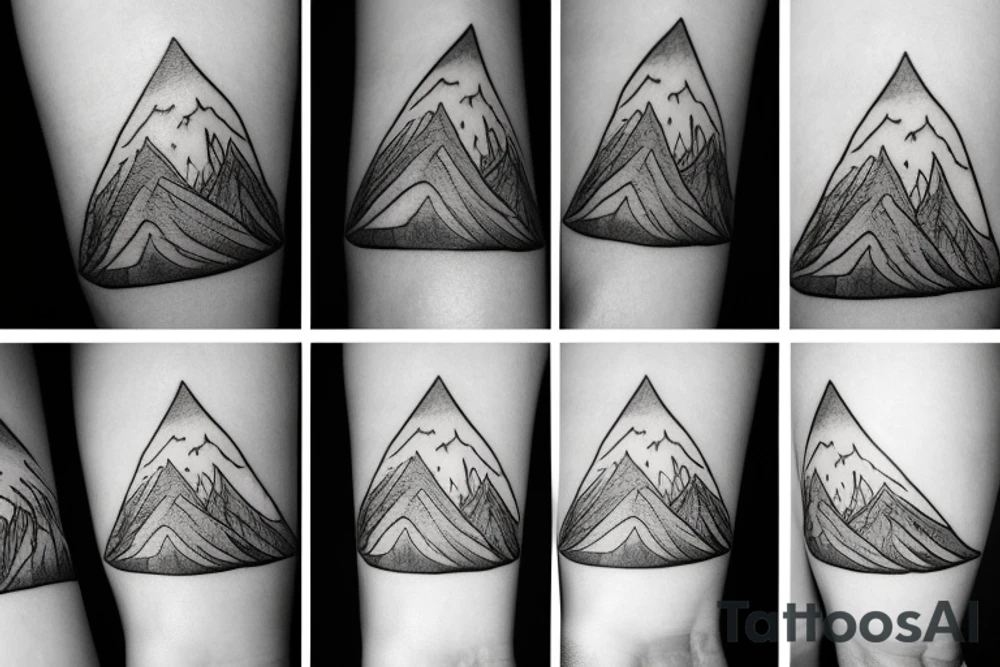 minimalistic mountain and world tattoo idea