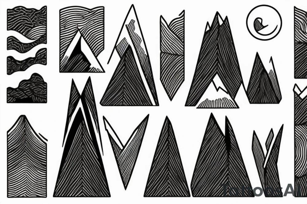 minimalistic mountain and world tattoo idea