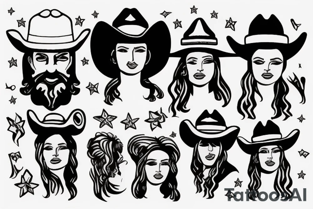 Greek bust with cowboy hat tattoo idea