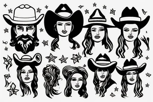 Greek bust with cowboy hat tattoo idea