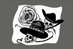 Skeleton with cowboy hat smoking tattoo idea