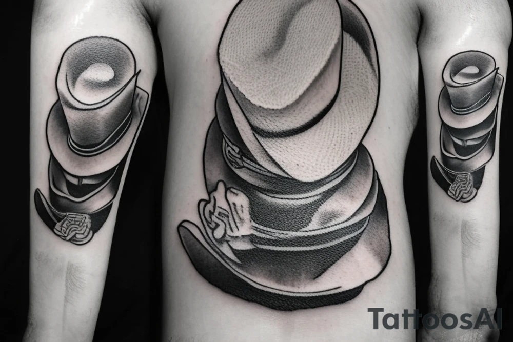 Skeleton with cowboy hat smoking tattoo idea