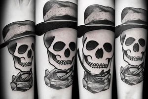 Skeleton with cowboy hat smoking tattoo idea