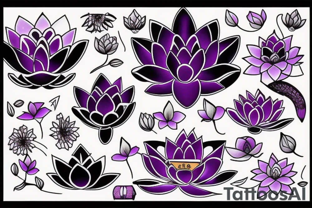 Dark purple lotus flower tattoo idea