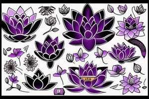 Dark purple lotus flower tattoo idea