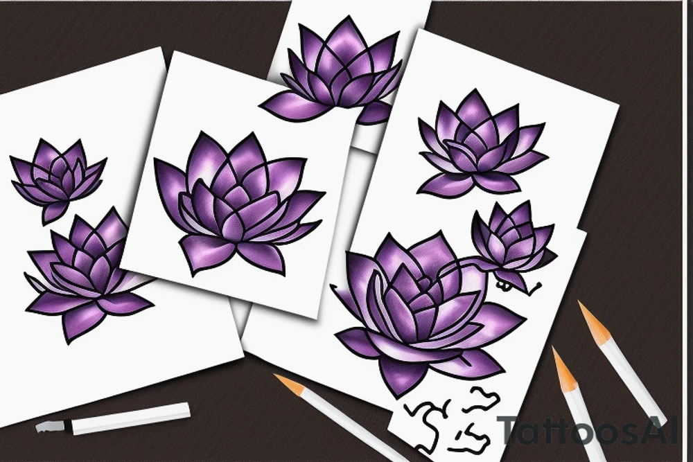 Dark purple lotus flower tattoo idea
