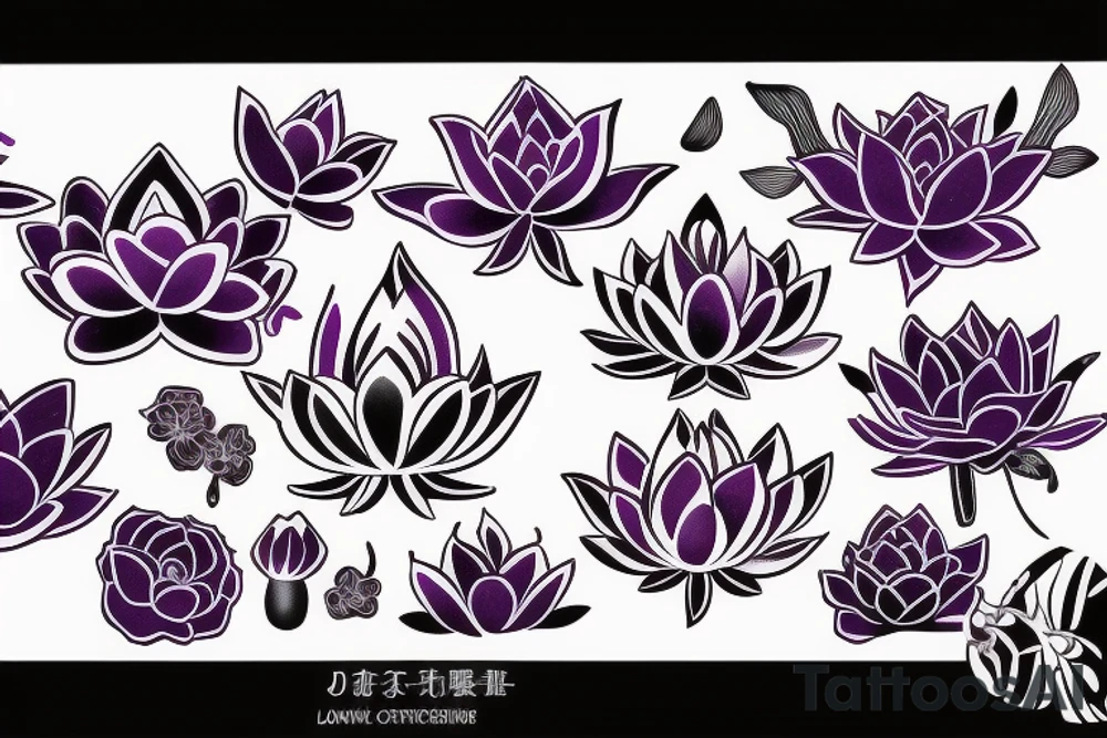 Dark purple lotus flower tattoo idea