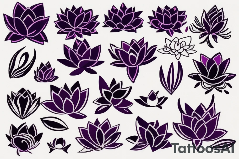 Dark purple lotus flower tattoo idea