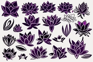 Dark purple lotus flower tattoo idea