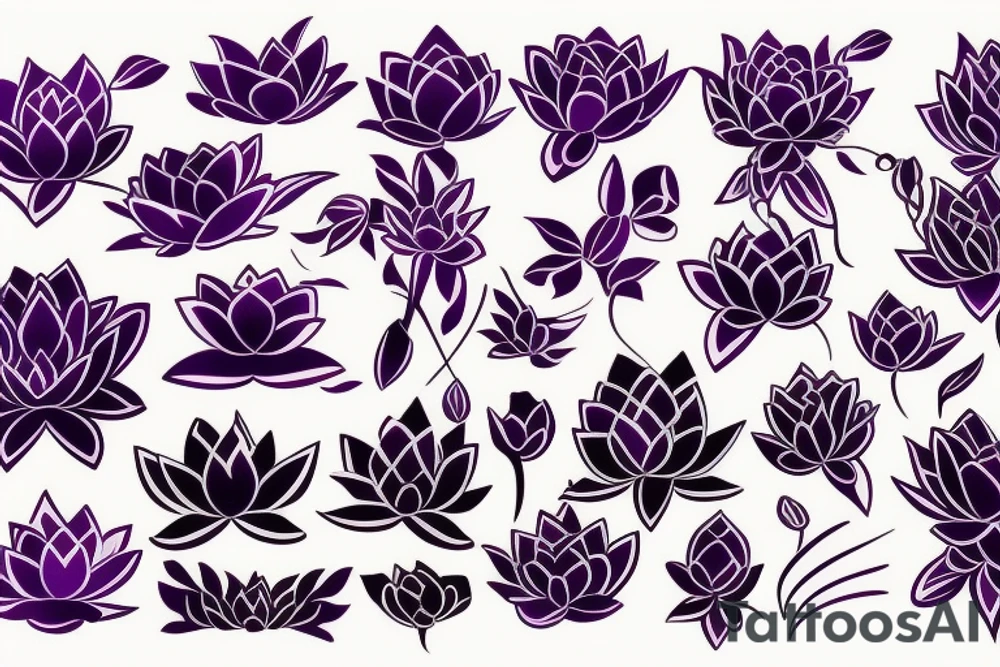 Dark purple lotus flower tattoo idea