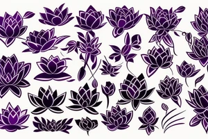 Dark purple lotus flower tattoo idea