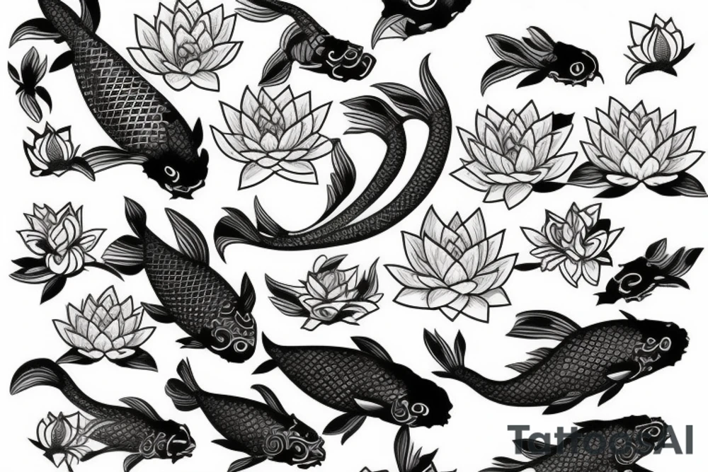 Koi fish with lotus flower tattoo idea