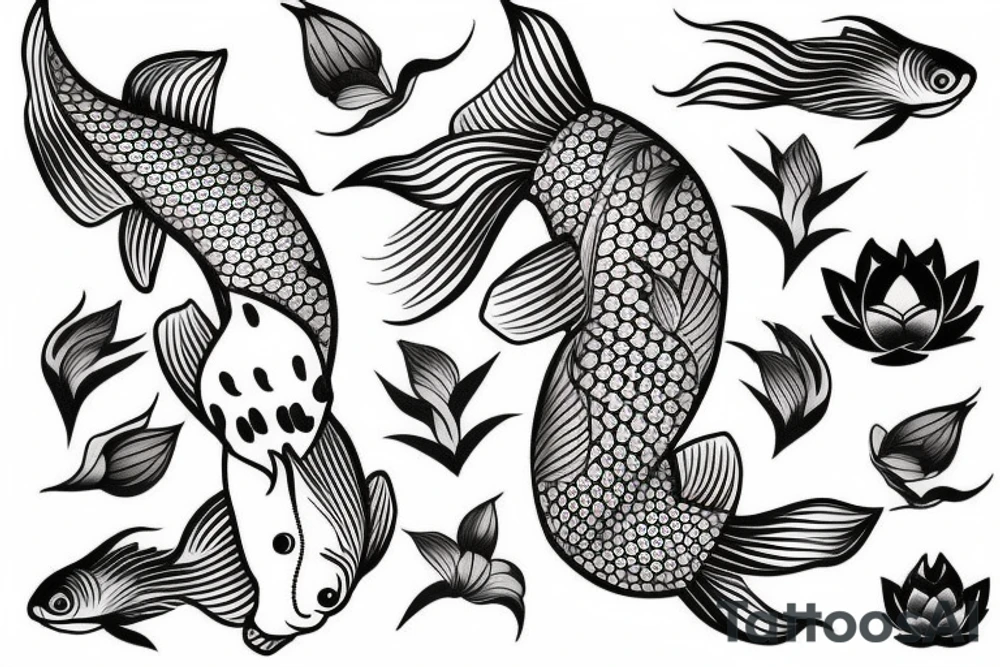 Koi fish with lotus flower tattoo idea