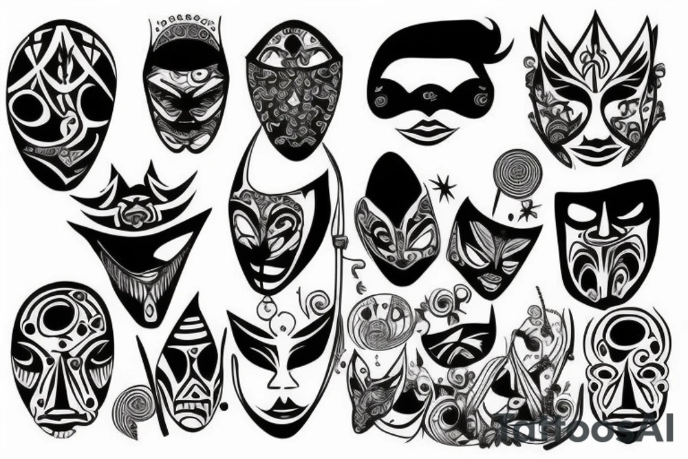 A trippy mask tattoo idea