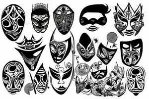 A trippy mask tattoo idea