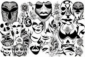 A trippy mask tattoo idea