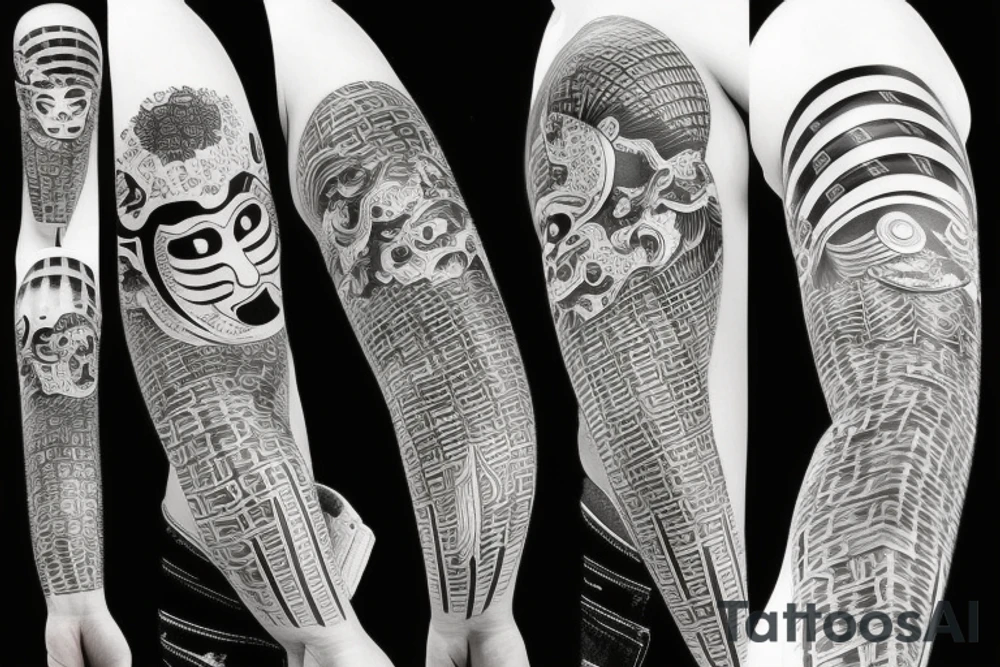 Big japanese traditional mask tattoo idea
