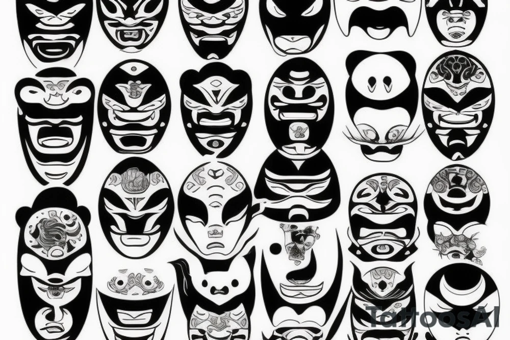 Big japanese traditional mask tattoo idea