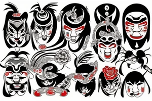 Big japanese traditional mask tattoo idea