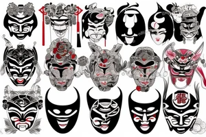 Big japanese traditional mask tattoo idea