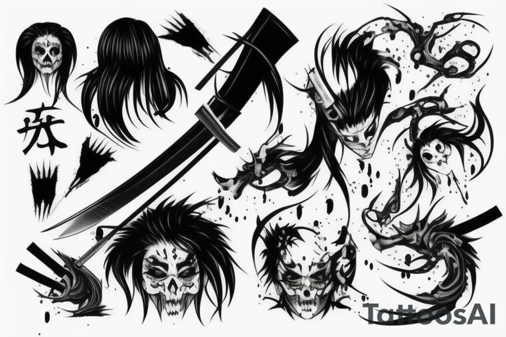 Katana dripping with blood tattoo idea