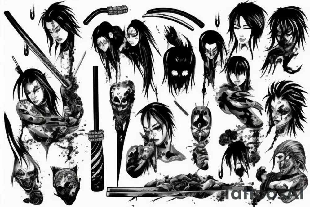 Katana dripping with blood tattoo idea