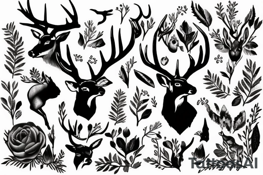 Nature deer animals habitat tattoo idea