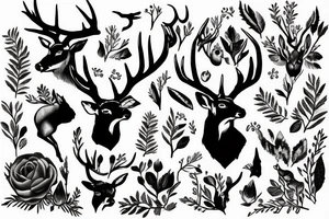 Nature deer animals habitat tattoo idea
