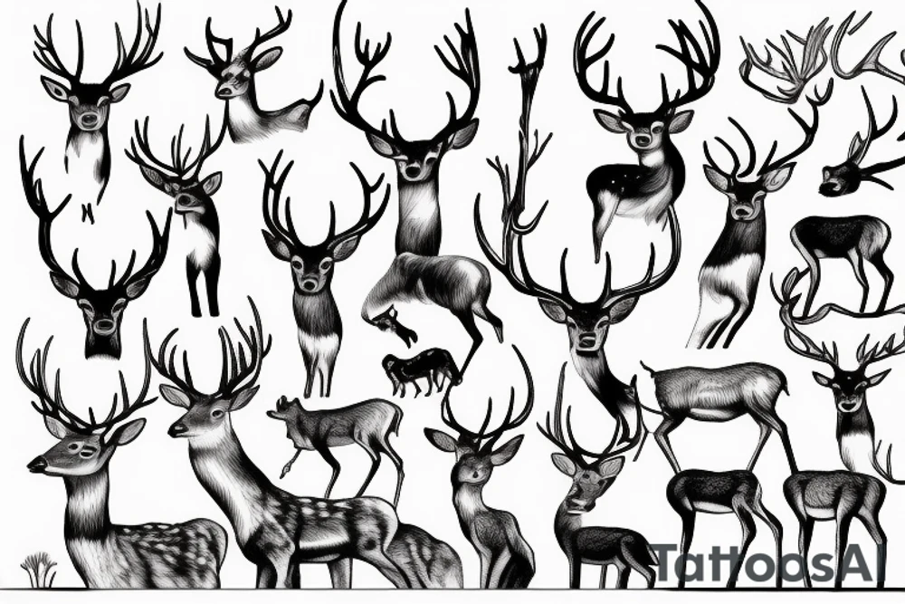 Nature deer animals habitat tattoo idea